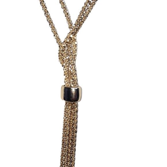 Gold braided twist with tassel necklace - Picture 4 of 8